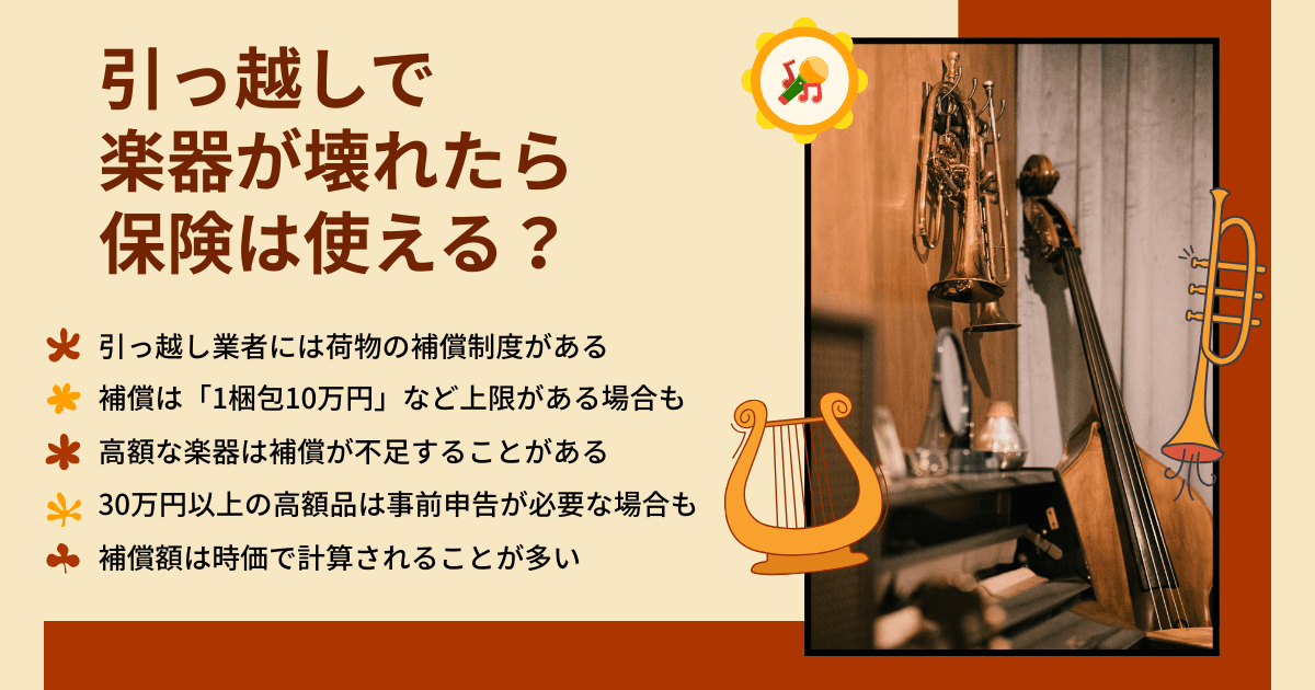 引っ越しで楽器が壊れた場合の保険補償の仕組み